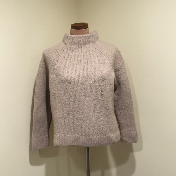 Vince Mock Neck Sweater Size Large Tan Wool Blend Pullover - Picture 2 of 10